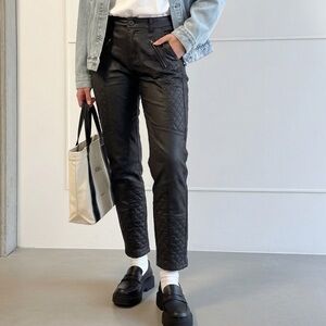 Zara Black Faux Leather Quilted Pants